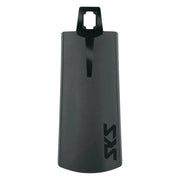 Zwarte SKS stijl PVC spatlap met glad oppervlak en afgeronde hoeken, geschikt voor fietsreparaties en onderhoud.