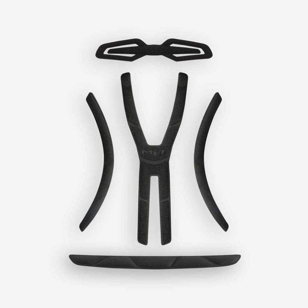 MET Terranova Paddingset zwart voor helmonderdelen, geschikt voor comfortabele bescherming tijdens fietsen.