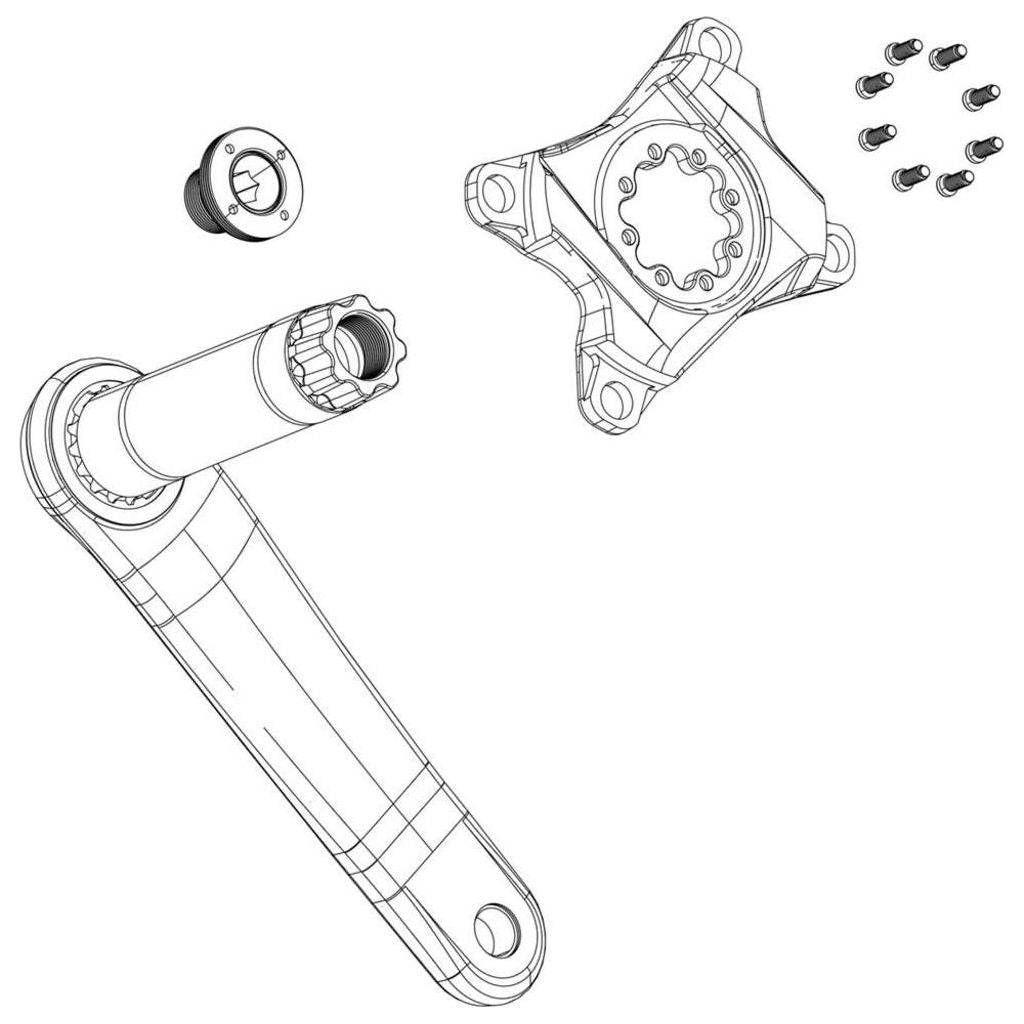 Zwarte SRAM Trapd Bout M18/M30 Dub St R bevestigingsbout voor fietscomponenten, zichtbaar op de afbeelding.