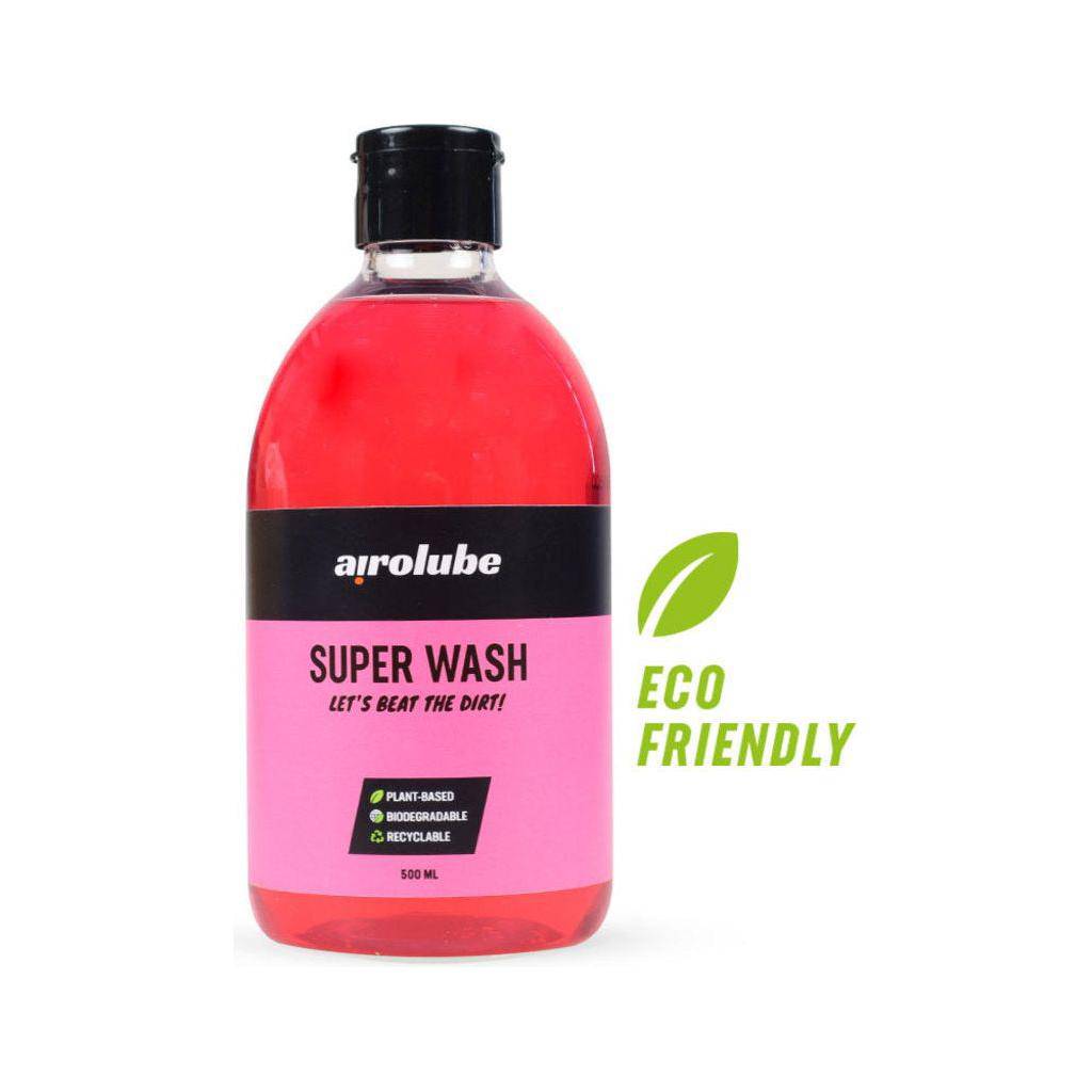 Airolube Super Wash plantenfietsshampoo biologisch afbreekbaar voor schoonmaak van fietsen, met natuurlijke en milieuvriendelijke ingrediënten