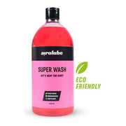 Airolube Super Wash plant-based fietsshampoo biologisch afbreekbaar voor het reinigen van fietsen, zichtbaar in de afbeelding