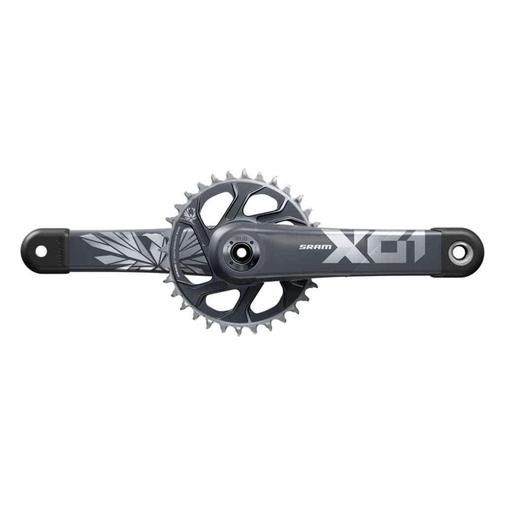 Sram X01 Eagle MTB cranksysteem met 12-speed BST Dub, 175 mm lengte en 32 tanden, zichtbaar in de afbeelding