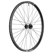 Zwart 29-inch DT Swiss EXC1200 Classic 30 Boost MTB voorwiel met disc- en IS-compatibiliteit, carbon velg en naaf.