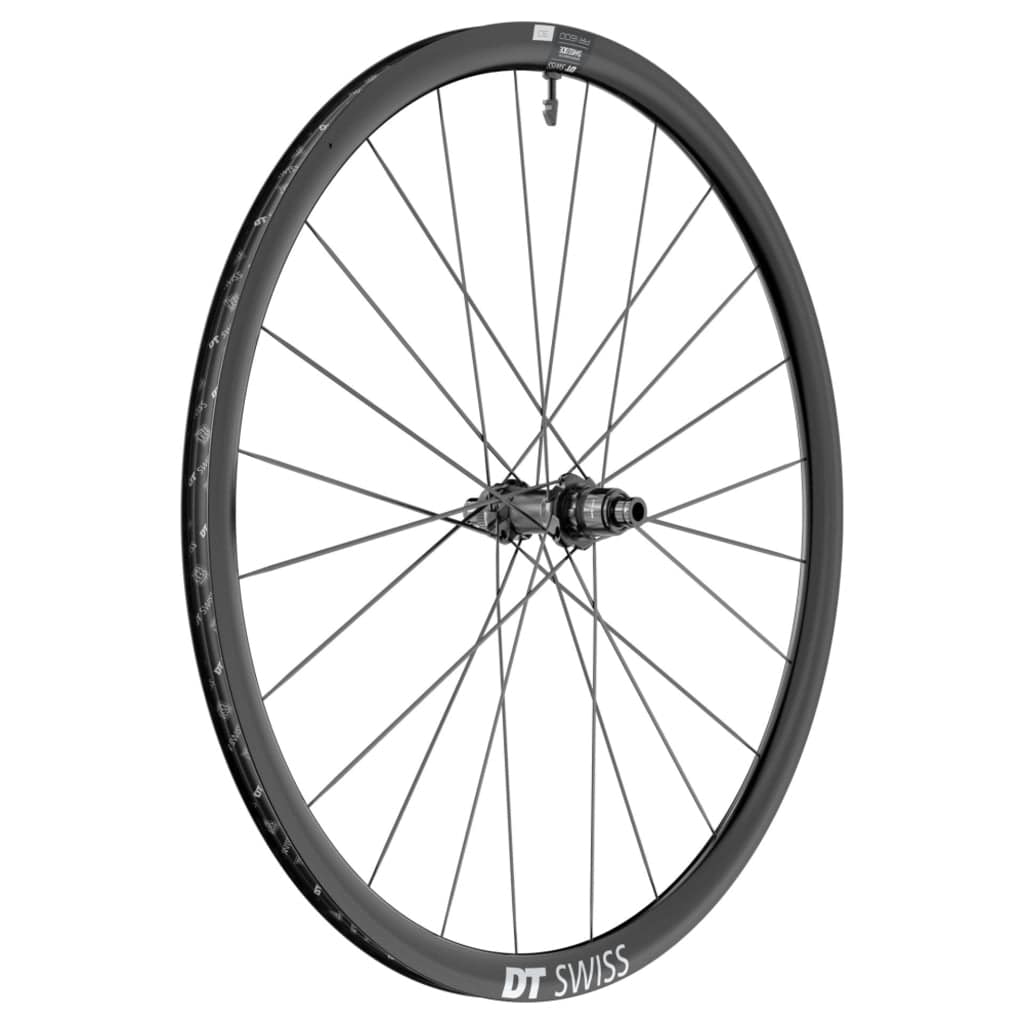 Zwart achterwiel 28 inch DT Swiss AR1600 Spline 30 DB XDR 11/12V disc, aluminium racefiets wiel in afbeelding