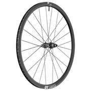 Zwart achterwiel 28 inch DT Swiss AR1600 Spline 30 DB XDR 11/12V disc, aluminium racefiets wiel in afbeelding