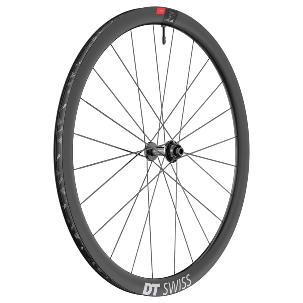 Racefiets voorwiel 28" DT Swiss ARC1100 Dicut 38 DB Disc CL Carbon zwart, lichte en aerodynamische velg met schijfrem.