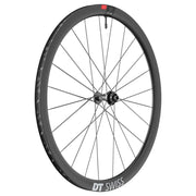 Racefiets voorwiel 28" DT Swiss ARC1100 Dicut 38 DB Disc CL Carbon zwart, lichte en aerodynamische velg met schijfrem.