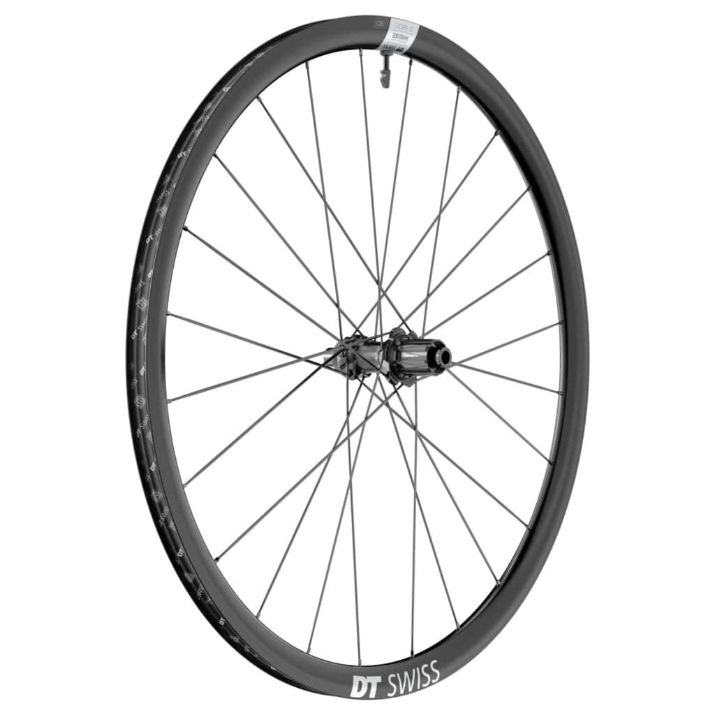 Zwart 28-inch DT Swiss E1800 Spline 30 DB SH achterwiel voor racefiets met schijfremmen en aluminium velg