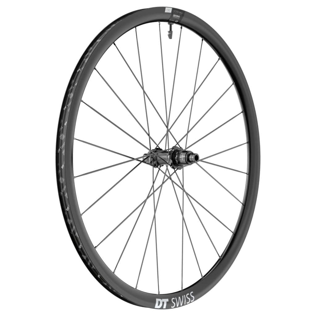 DT Swiss Racefiets wiel A 28 DT ER1600 Spline 30 DB 142/12 XDR, zwart met aerodynamisch design en betrouwbare velgconstructie