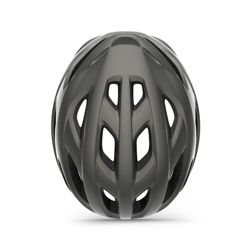Racefiets helm van MET met aerodynamisch ontwerp en verstelbare ventilatieopeningen, geschikt voor wielrenners.