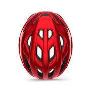 Racefiets helm MET Idolo met aerodynamisch ontwerp en ventilatiegaten, geschikt voor wielrenners.