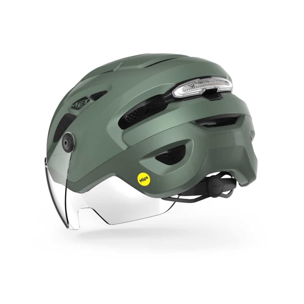MET Intercity MIPS Speed Pedelec Fietshelm met ventilatiegaten en verstelbare riem, ontworpen voor veilig en comfortabel fietsen.
