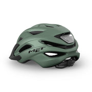 MET MTB helm met crossover design, urban en mountainbike stijl, met ventilatiegaten en verstelbare riem.
