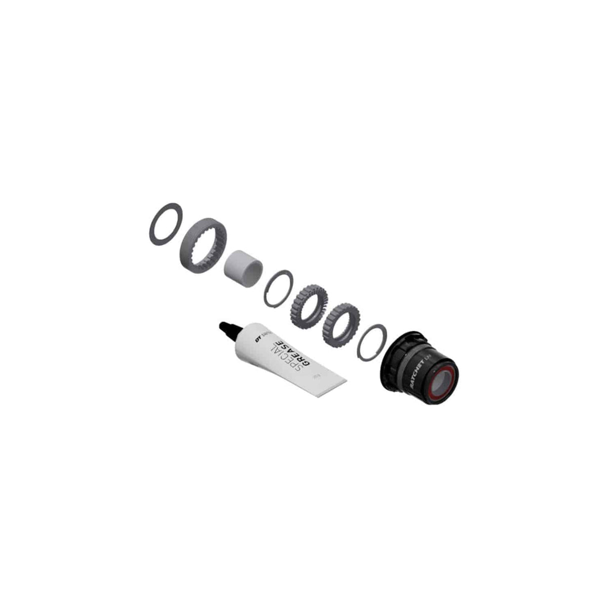 DT Swiss Naafd DT Ratchet Ombouwkit ATB met 36T Xd body, inclusief onderdelen en bevestigingsmateriaal voor fietsnaaf