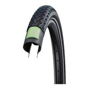 Schwalbe 27.5 inch Marathon Addix Eco E-bike buitenband met Greenguard in zwart, geschikt voor e-bikes, zichtbaar op de afbeelding.