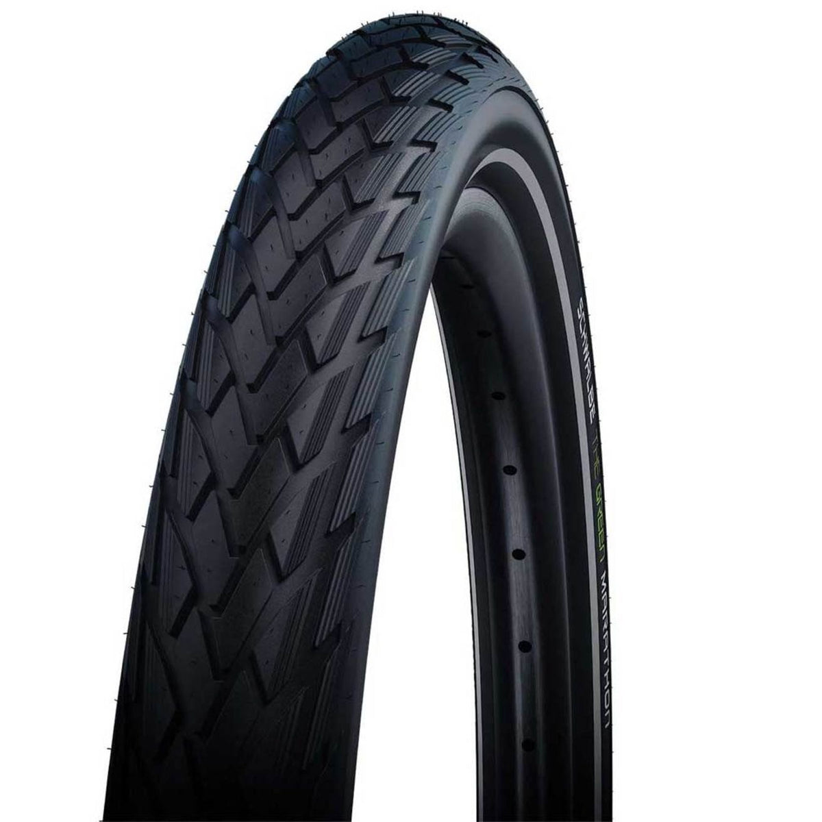 Zwarte Schwalbe 20" Marathon ADDIX Eco GreenGuard stadsfietsband met profiel, geschikt voor stads- en comfortfietsen.