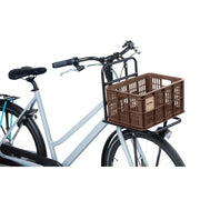 Basil S fietskrat van 17,5 liter, gerecycled kunststof, geschikt voor fietsdragers, zwart met open design
