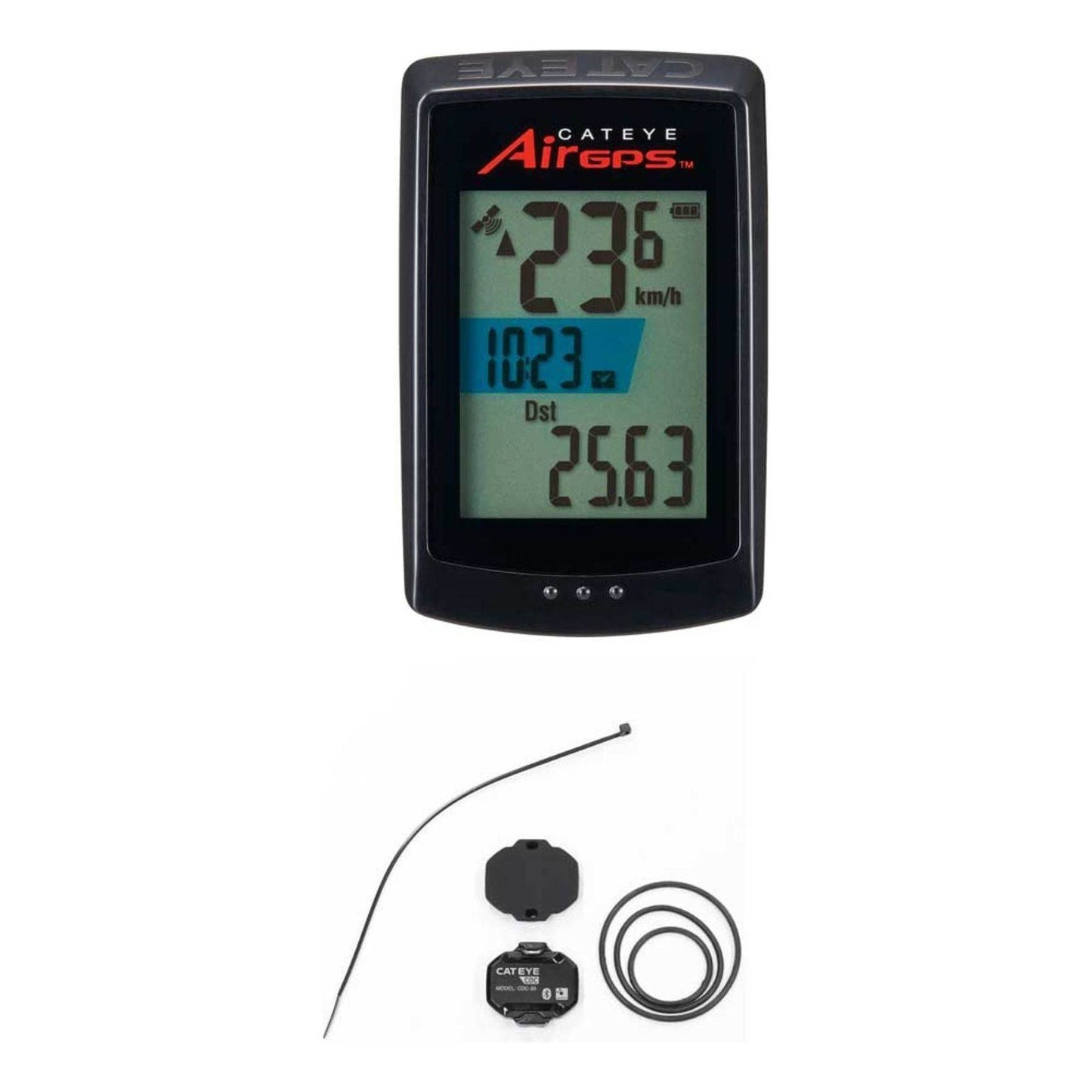Fietscomputer Cateye Airgps Cc-Gps100 Incl. Cdc Sensor Kit Zwart - Le Coq Wielerartikelen