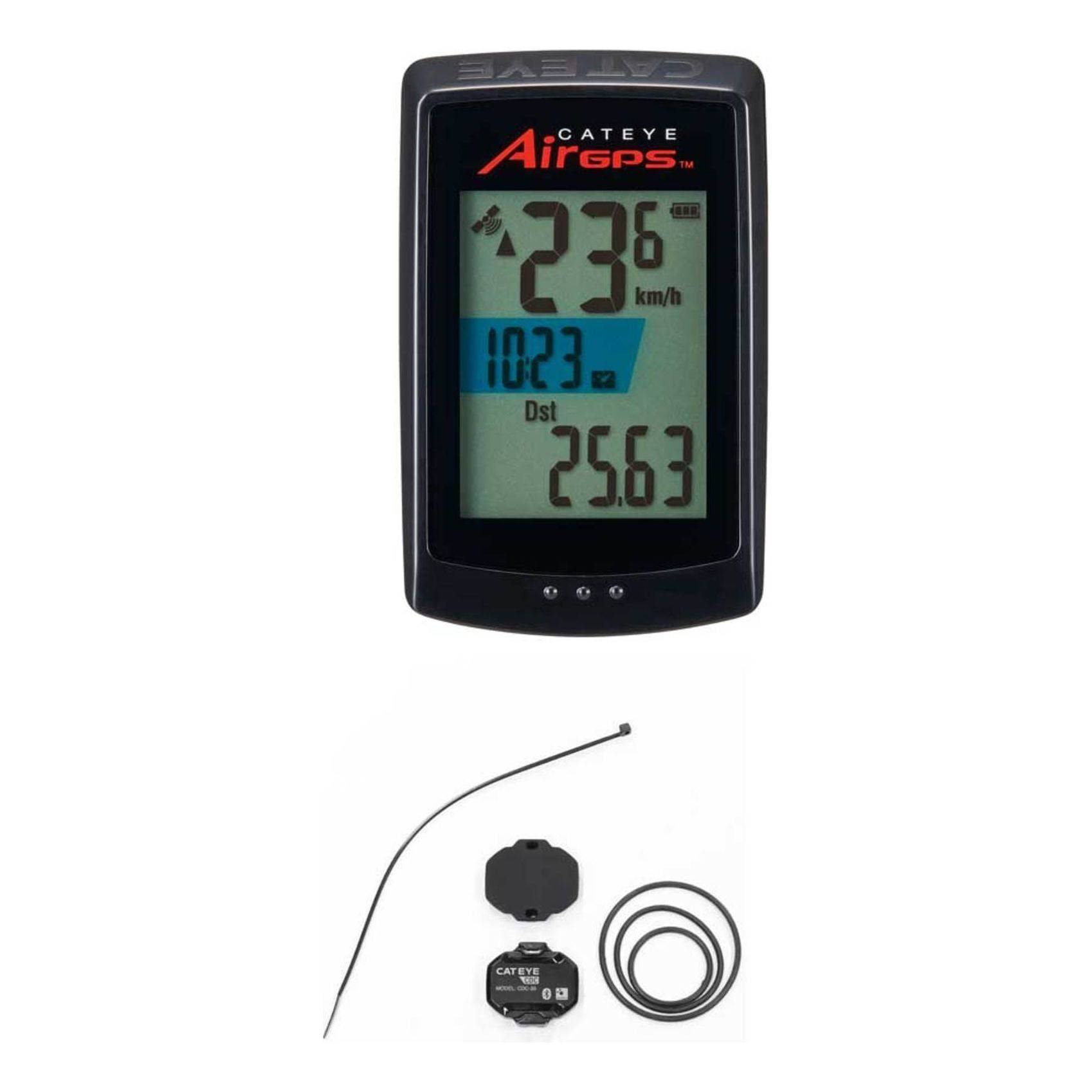 Fietscomputer Cateye Airgps Cc-Gps100 Incl. Cdc Sensor Kit Zwart - Le Coq Wielerartikelen