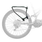 Zwarte SKS Infinity universele achterdrager voor 26/29 inch fietsen, gemaakt van lichtgewicht aluminium, geschikt voor bagage.