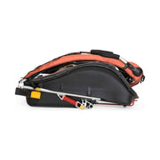 Burley Cub X kinderfietskar voor 2 personen met verstelbare vering, in zandsteen rood en grafiet grijs, voor comfortabel vervoer