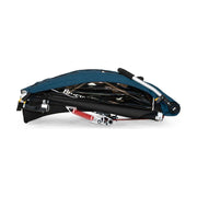 Burley Encore X 2-zits kinderfietskar met vering in Pacific Blue en zwart, geschikt voor comfortabel kindertransport.