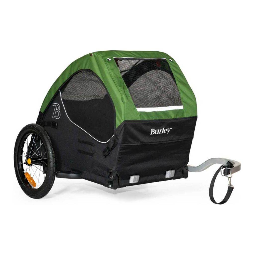Burley hondenfietskar Tail Wagon in groen en zwart, met 16-inch wielen, geschikt voor huisdieren, zichtbaar in de afbeelding