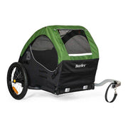 Burley hondenfietskar Tail Wagon in groen en zwart, met 16-inch wielen, geschikt voor huisdieren, zichtbaar in de afbeelding