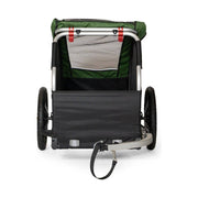 Burley hondenfietskar Tail Wagon in fern groen en zwart, 16 inch, met ramen en veiligheidsriemen voor huisdieren.