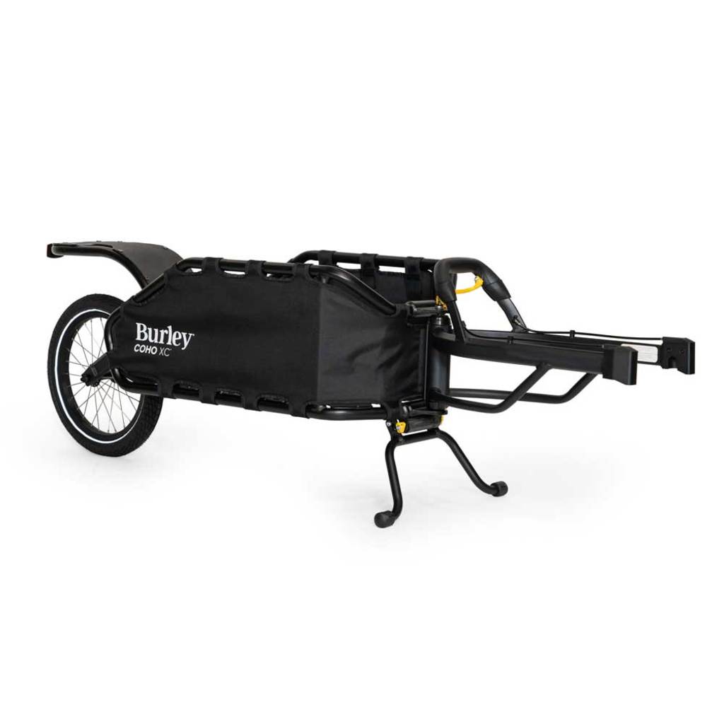 Burley Coho XC Transport Black fietsaanhanger met vering, geschikt voor het vervoeren van kinderzitjes en bagage op de fiets