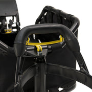 Burley Coho XC Transport Black fietsaanhanger met vering en grote wielen, geschikt voor het vervoeren van bagage en kinderen.
