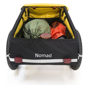 Burley Nomad transportkarren inklapbaar met capaciteit van 45 kg, geschikt voor het vervoeren van spullen tijdens fietstochten