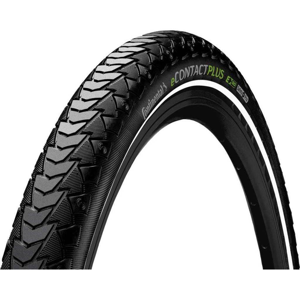 Zwarte Continental 27.5" stadsfiets buitenband Econtact Plus Safetyplus Pro Breaker, geschikt voor stadsfietsen.