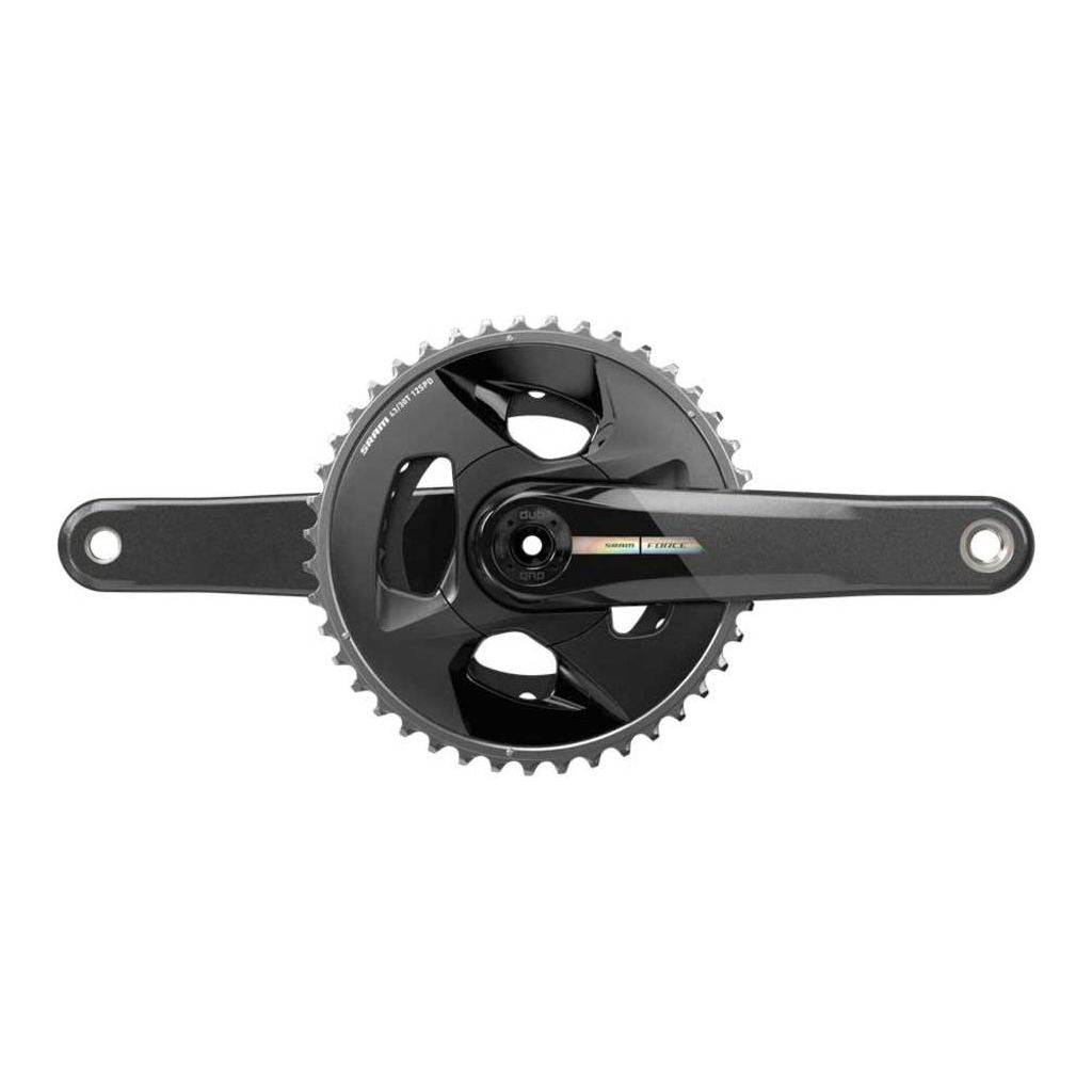 Zwart SRAM Force Wide D2 Dub 12V racefiets crankstel met 43/30T kettingbladen en stevige constructie, zichtbaar op de afbeelding