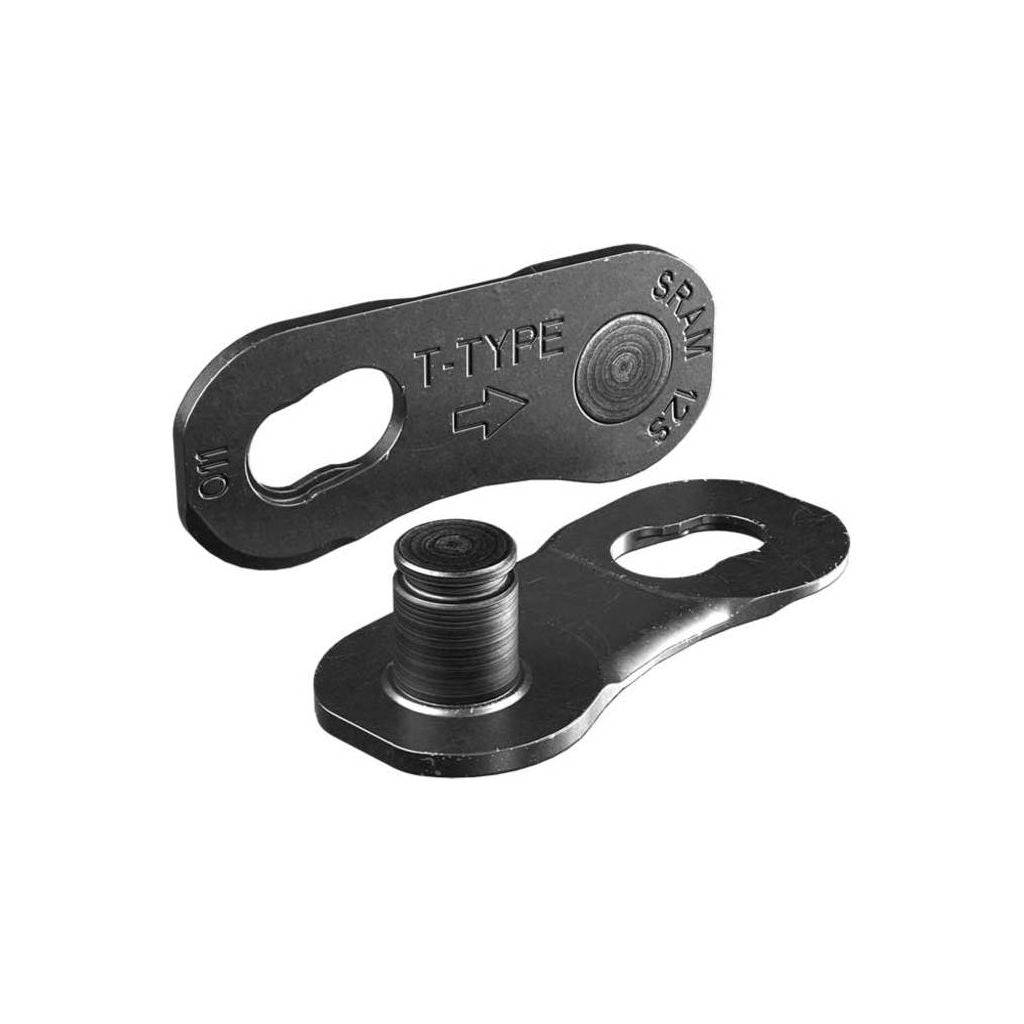 Zwarte Sram kettingschakel voor 12V Eagle T Pwrlock met schakelpen, geschikt voor fietsreparatie en onderhoud.