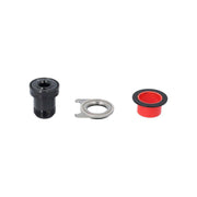 Zwart Sram Derailleur X0 Eagle T-Bout-kit met onderdelen voor mountainbikes, zichtbare bevestigingsdelen en montage.