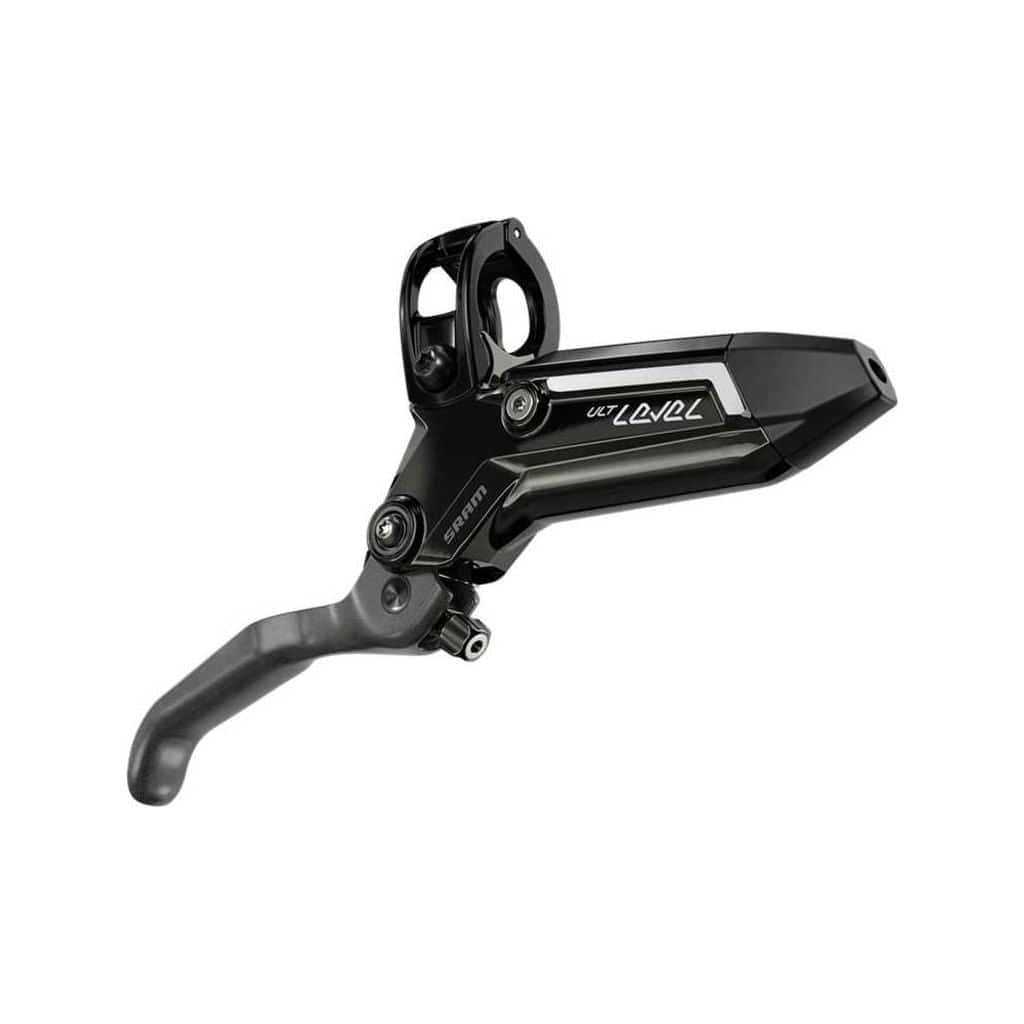 Sram Rem Level Ultimate C1 Db 2P Cb Dm remhendel in zwart, close-up van de remgreep en bedieningsknoppen.
