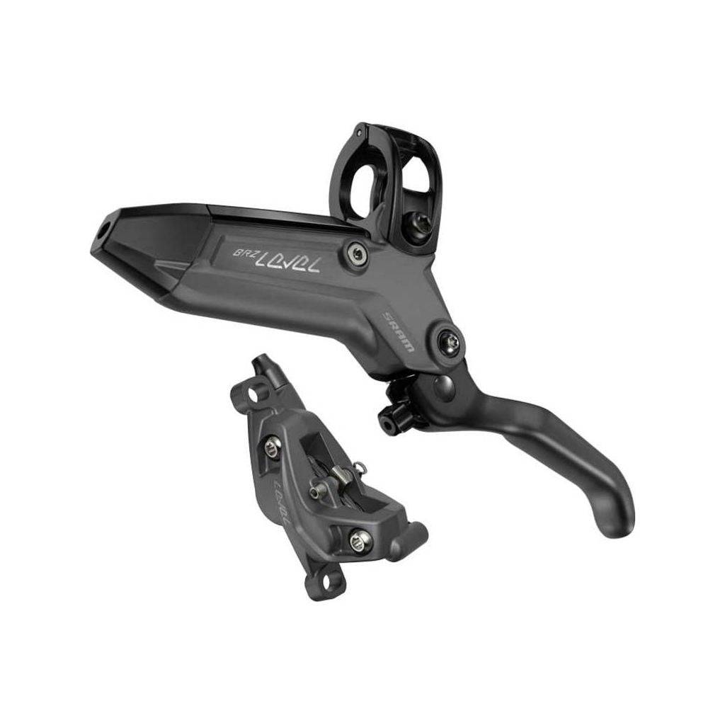 Sram Rem Level Bronze C1 Db 4P Dm grijze MTB schijfremmen met remblokken en montageonderdelen op afbeelding