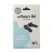 Urban Iki junior voetsteun inklapbaar zwart voor fietsstoeltjes, verstelbaar en compact, geschikt voor kinderfietsen en accessoires.