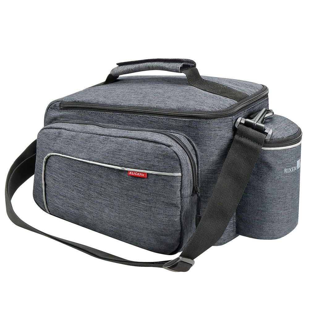 Grijze KLICKfix Sport Plus Racktime schoudertas, 12-18 liter, voor fietsaccessoires en dagelijks gebruik