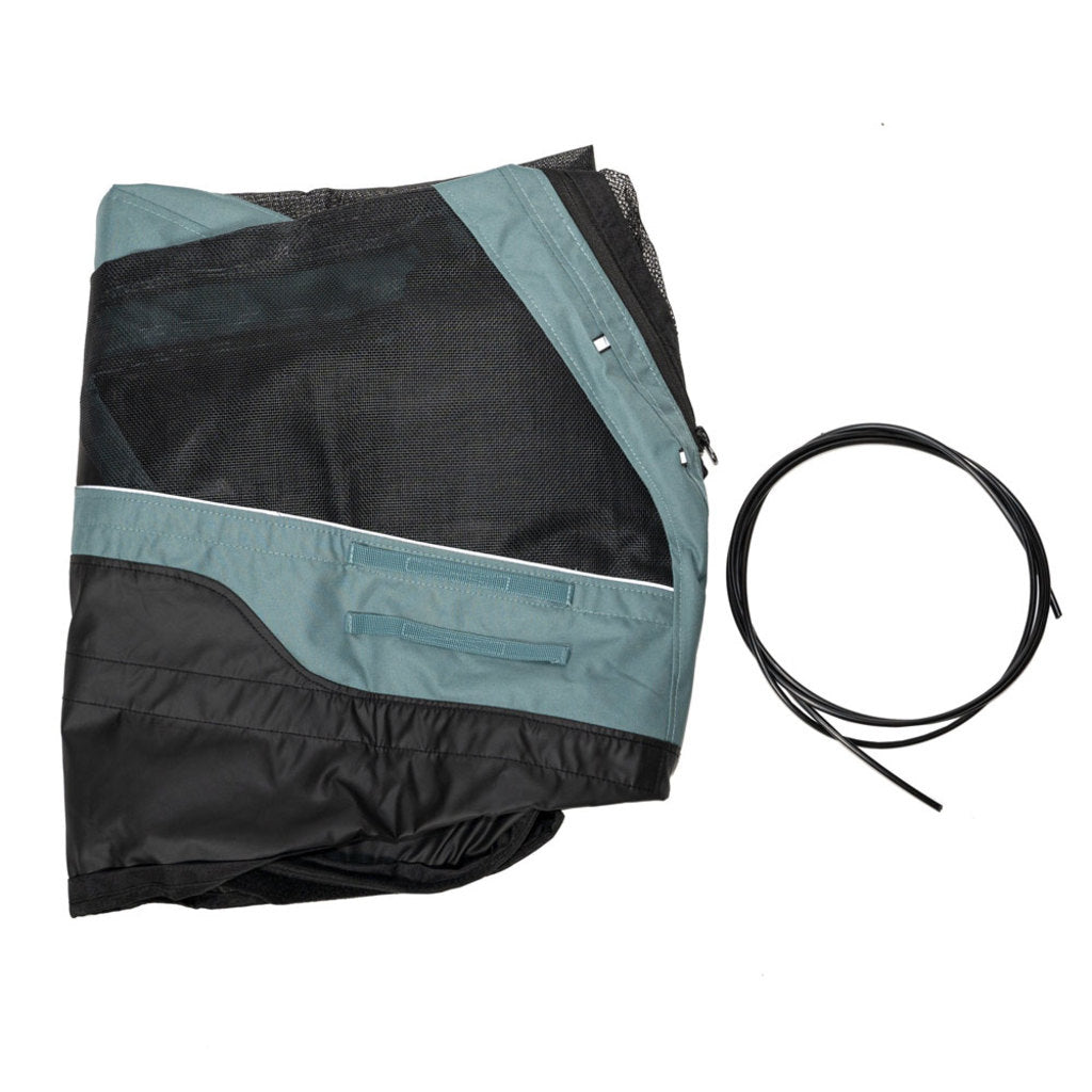 Zwarte en grijze vervangende cover voor Burley Bark Ranger XL fietskar, beschermt en vernieuwt de bovenkant van de kar.
