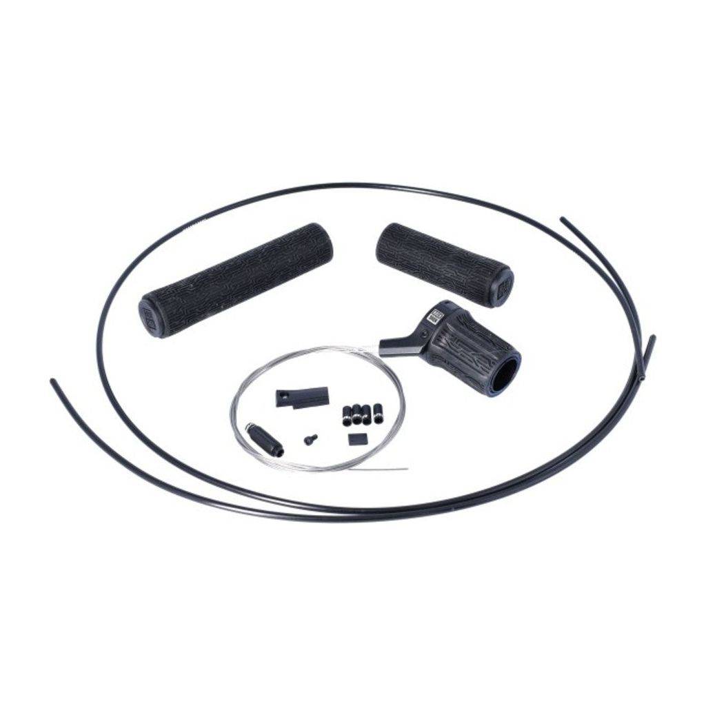RockShox TwistLoc Ult Remote Kit L voorvork onderdelen, inclusief bedieningsknoppen en kabel voor verstelbare voorvork.