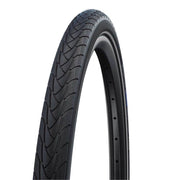 Zwarte Schwalbe 27,5" Marathon Plus SmartGuard stadsfiets buitenband met reflectieve rand en anti-lek technologie