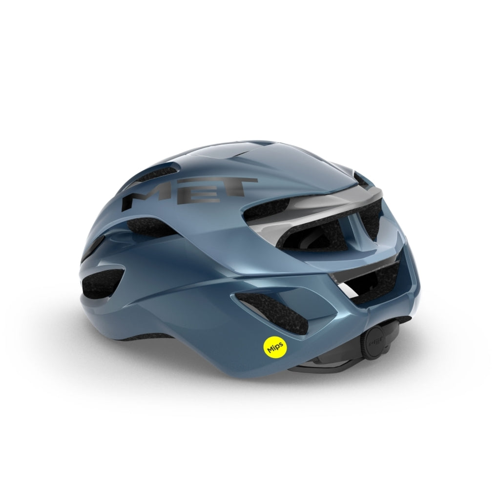 Met Fietshelm Rivale Mips van MET, racefiets helm met aerodynamisch ontwerp en comfortabele pasvorm, zichtbaar van voren.