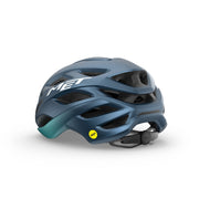 Racefiets helm MET Estro Mips met aerodynamisch ontwerp en ventilerende uitsparingen, geschikt voor wielrennen.