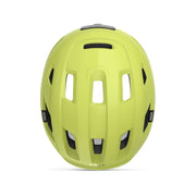 MET E-Bike helm met ventilatieopeningen en verstelbare band, ontworpen voor veilig en comfortabel fietsen.