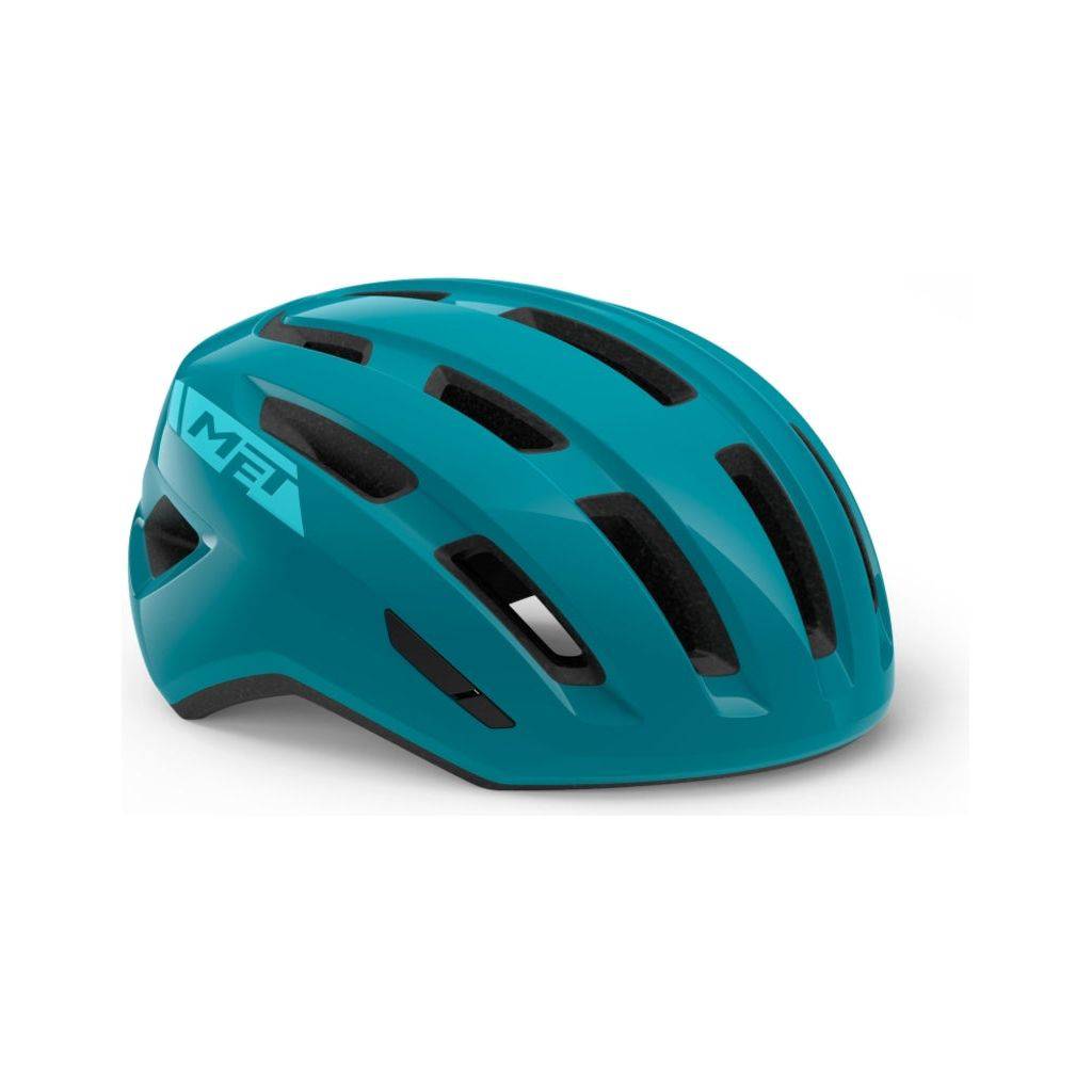 MET racefiets helm Miles met aerodynamisch ontwerp en ventilatieopeningen, zichtbaar vanaf de zijkant.
