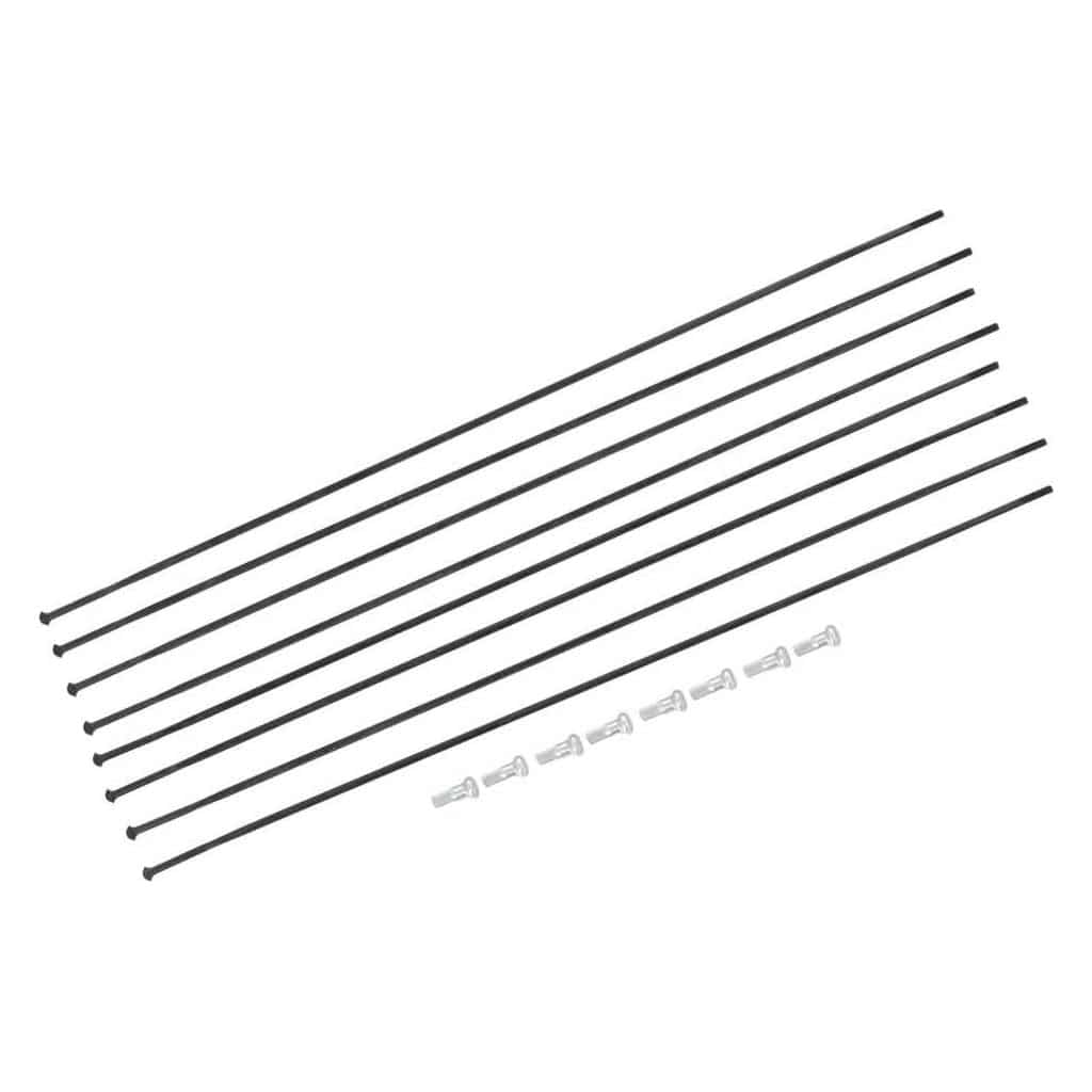 Zwart set van 8 DT Swiss ARC1400 Dicut 50 DB 27.5 inch spaken voor voor- en achterwielen op de afbeelding