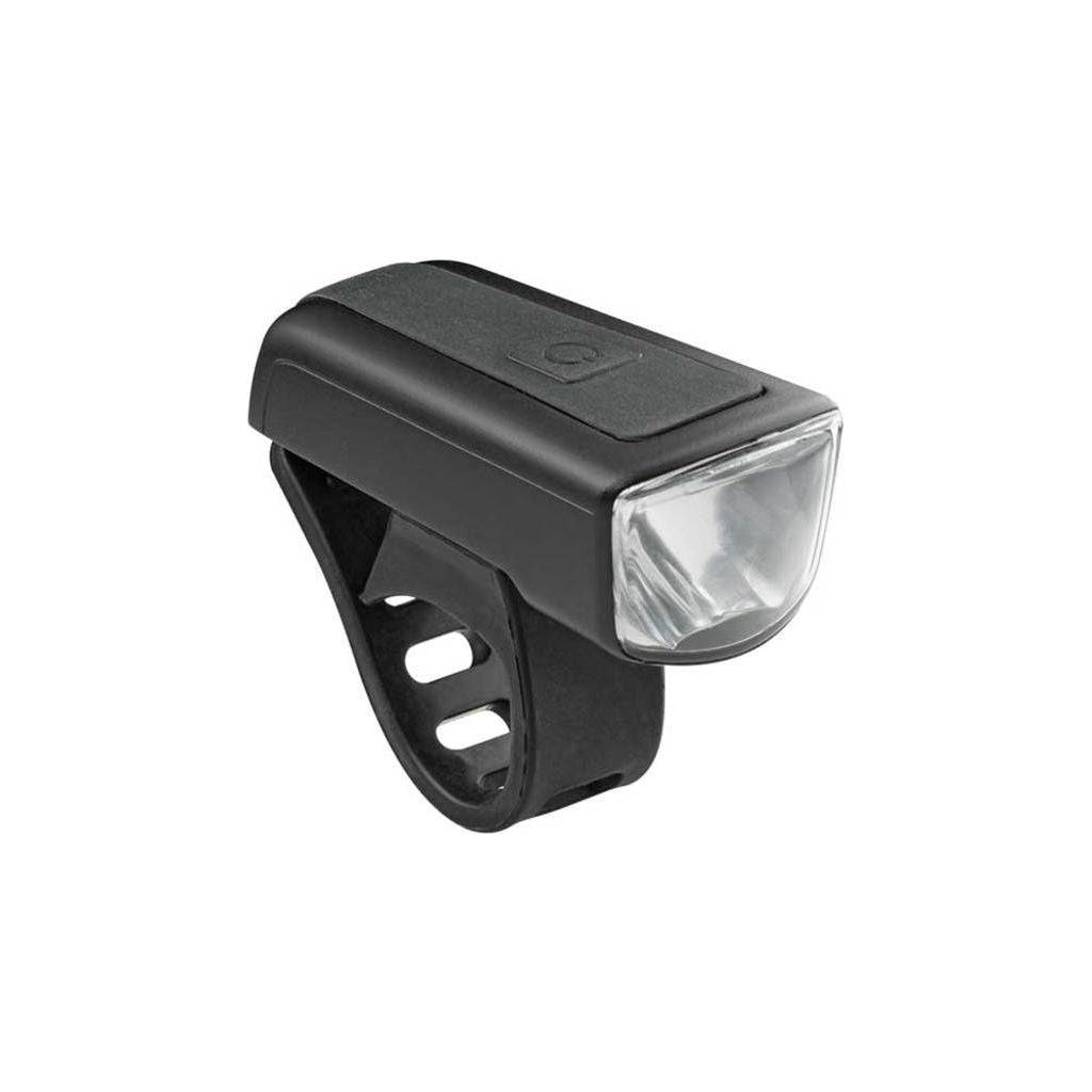 Axa DWN oplaadbare USB koplamp met verstelbare band en heldere LED-lamp, geschikt voor fietsen en outdoor activiteiten.