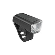 Axa DWN oplaadbare USB koplamp met verstelbare band en heldere LED-lamp, geschikt voor fietsen en outdoor activiteiten.